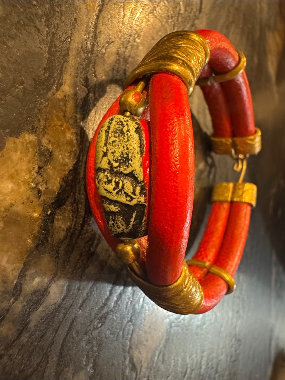 Vintage Egyptian Revival Scarab Cuff Bracelet
